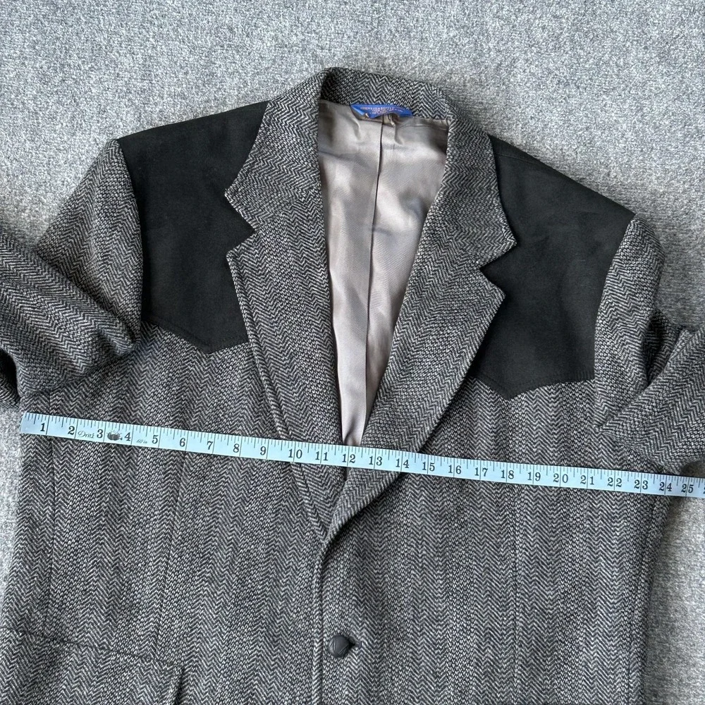 Pendleton Wool Western‎ Sport Coat Blazer Elbow Patches Herringbone Mens
